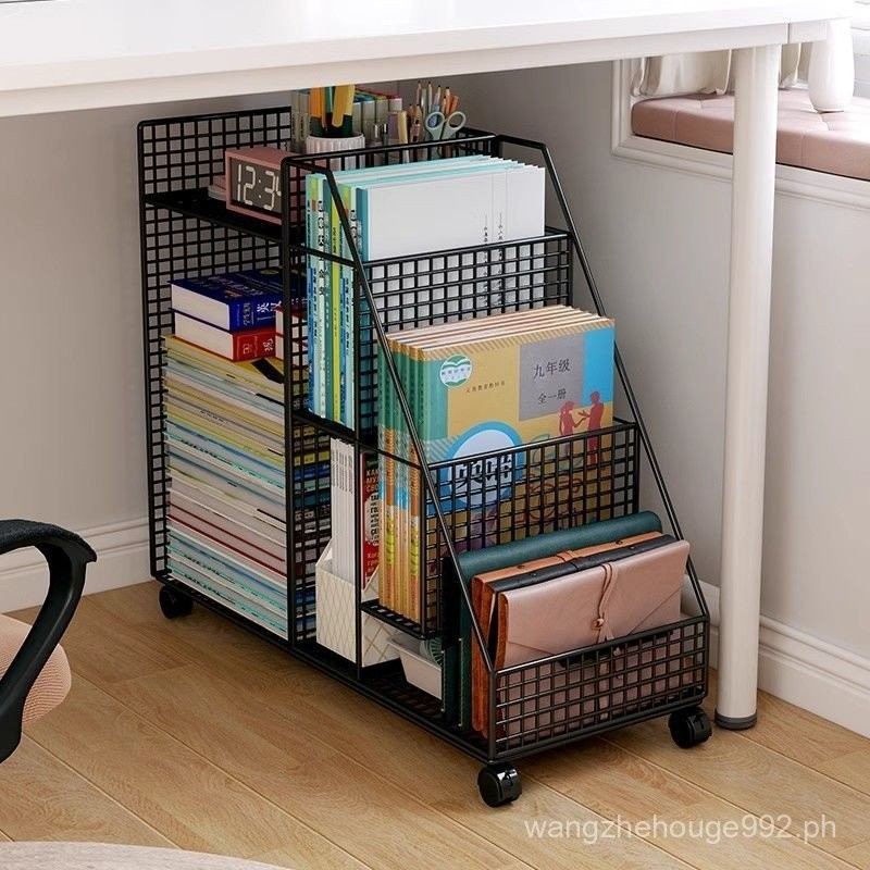 Bookshelf and Storage Shelf Movable Table Book Storage Rack under the ...