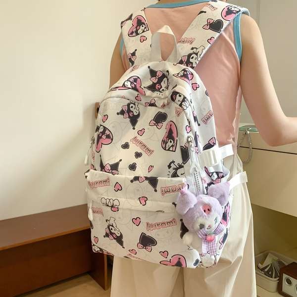 Kuromi Mini Backpack Set For Kids – 12" Backpack With Insulated Lunch Box, Water Bottle & Stickers (Sanrio)