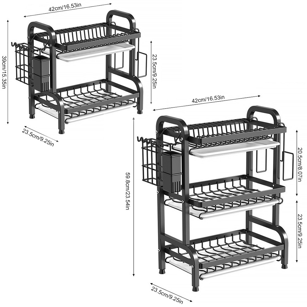 2/3 Tier Dish Drainer Rack Heavy Duty Dish Drying Rack for Restaurant ...