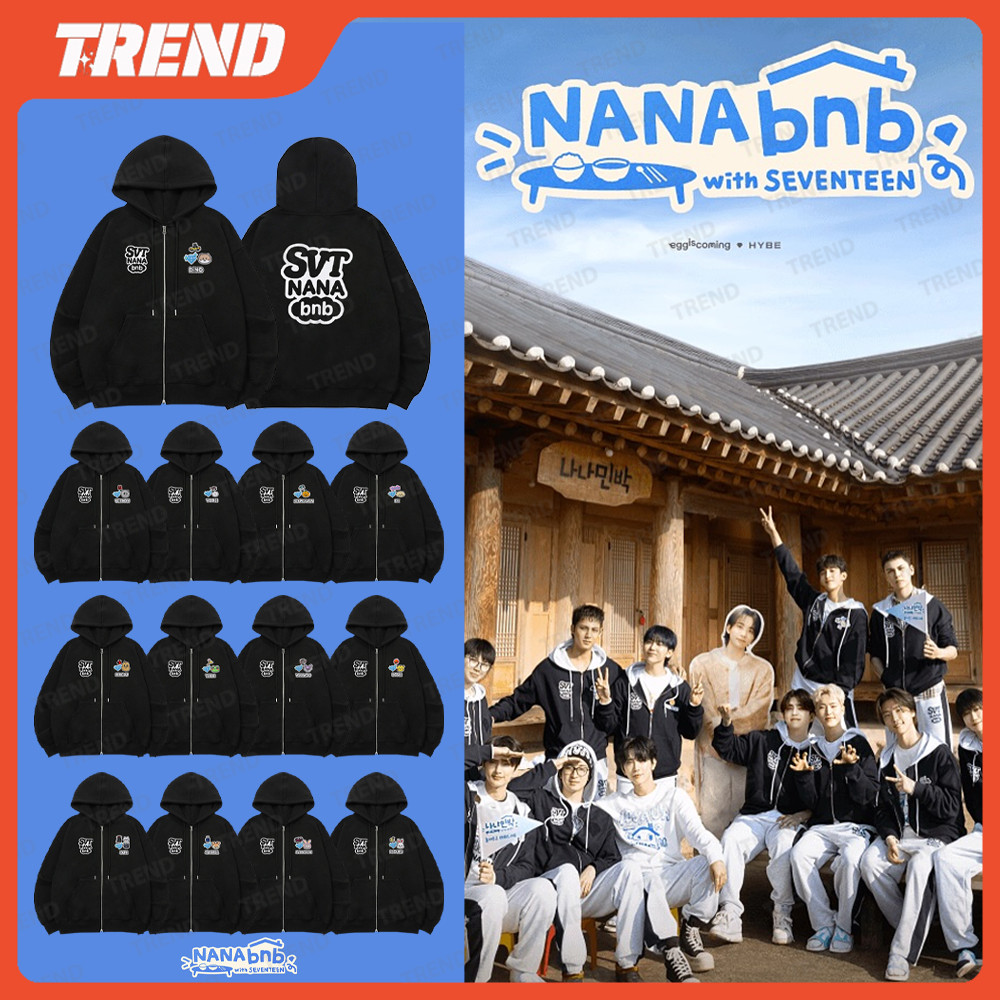 KPOP SEVENTEEN NANA BNB Merch Cotton Zip-Up Hoodie Vintage Unisex