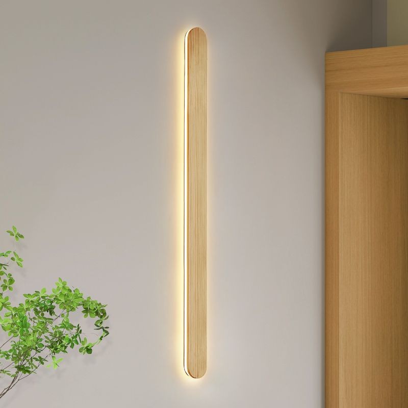 LED Solid Wood Wall Lamp Long Bar Rectangle Adjustable Bedside Wall ...