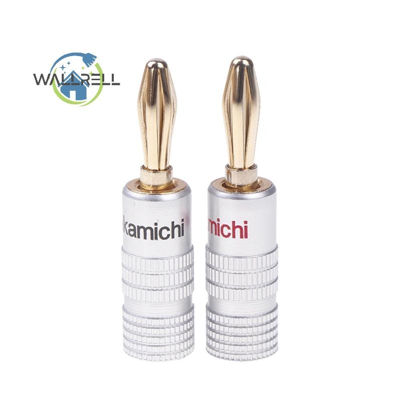 4 Spine A Banana Placcate In Oro 24 K, Connettore Jack Audio A Doppia Vite, Connettore Jack Audio Per Altoparlante, Adattatore Per Amplificatore, HiFi, Ricevitore AV (2 Neri E 2 Rossi