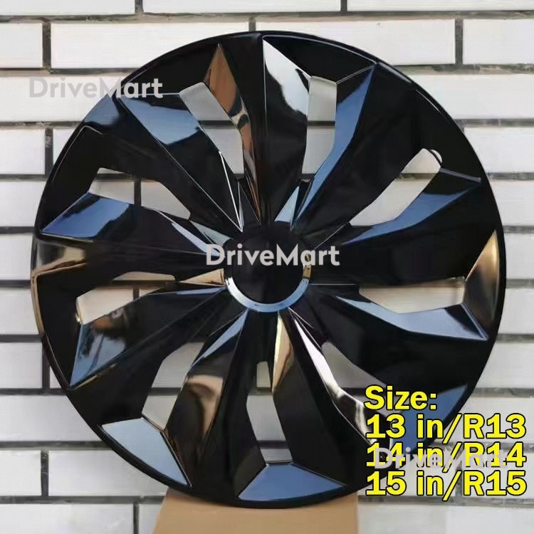 All Black Universal Wheel Hub Cover 4 Pcs Set R12/R13/R14/R15/ Wheel ...