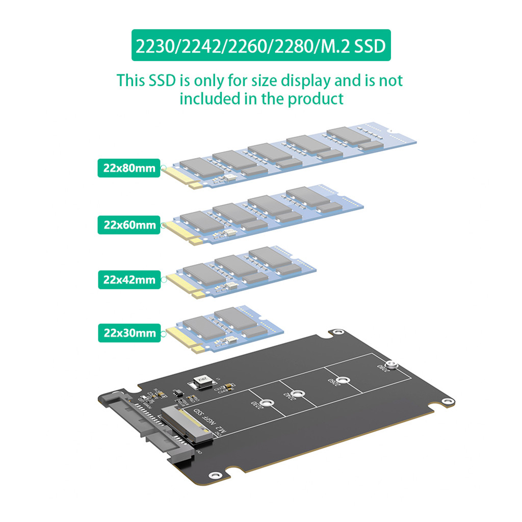 NFHK Adaptateur 2 En 1 Combo M.2 NGFF B-Key & MSATA SSD Vers SATA 3.0 - Boîtier Convertisseur