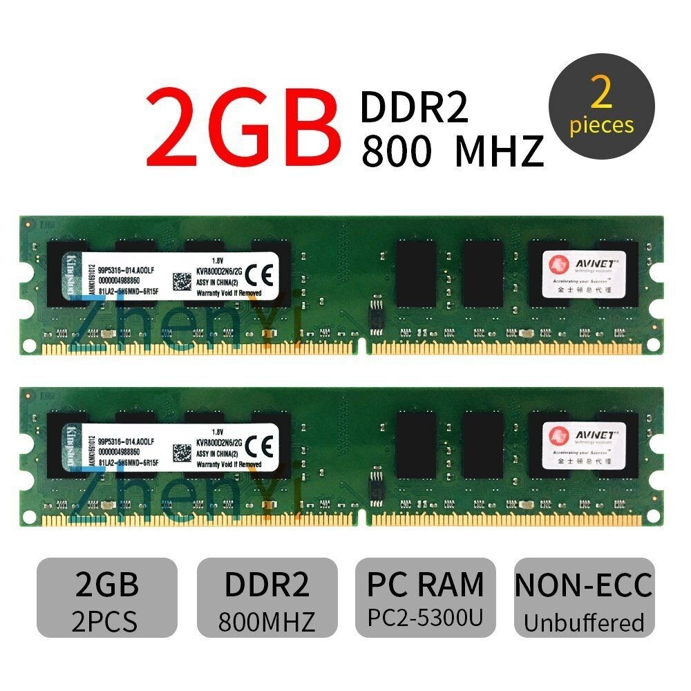 4GB (2x2GB) DDR2 800MHz PC2-6400 Desktop Memory Kit – Non-ECC, Unbuffered – For Intel Systems - View #3