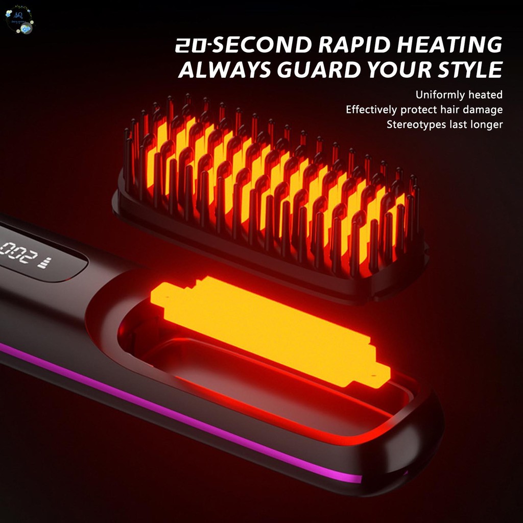 Cordless Electric Hair Straightener Digital Display Anti-scald Hair ...