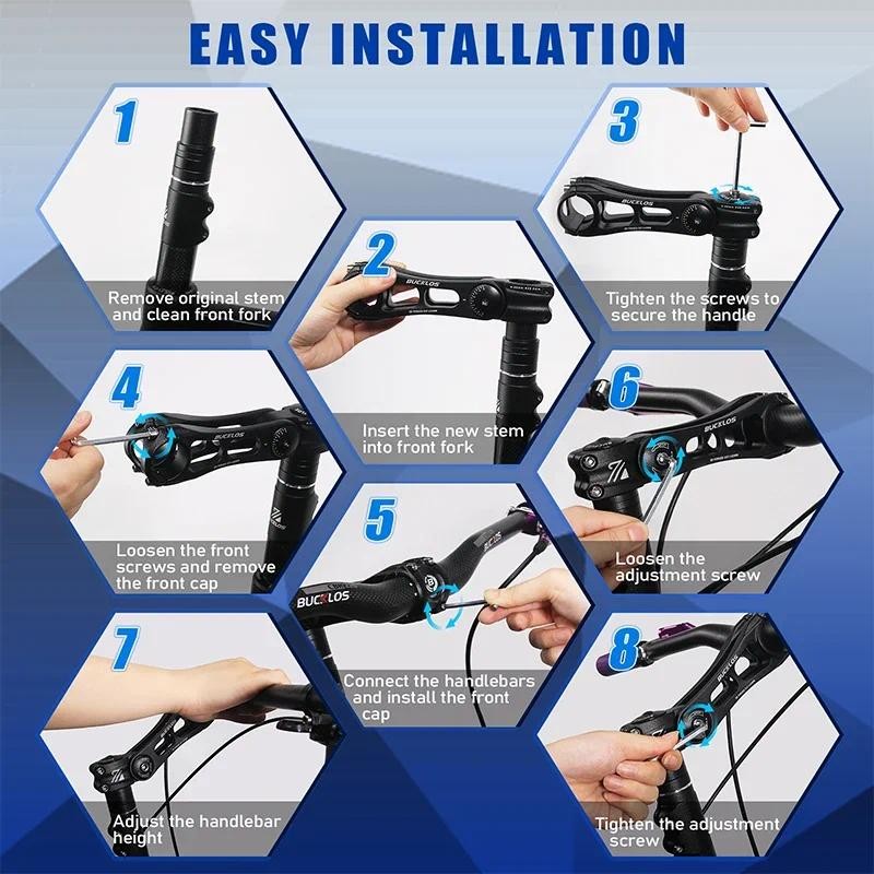 BUCKLOS Adjustable Bicycle Stem 80 Degree 90-145mm MTB Power Stem 31 ...
