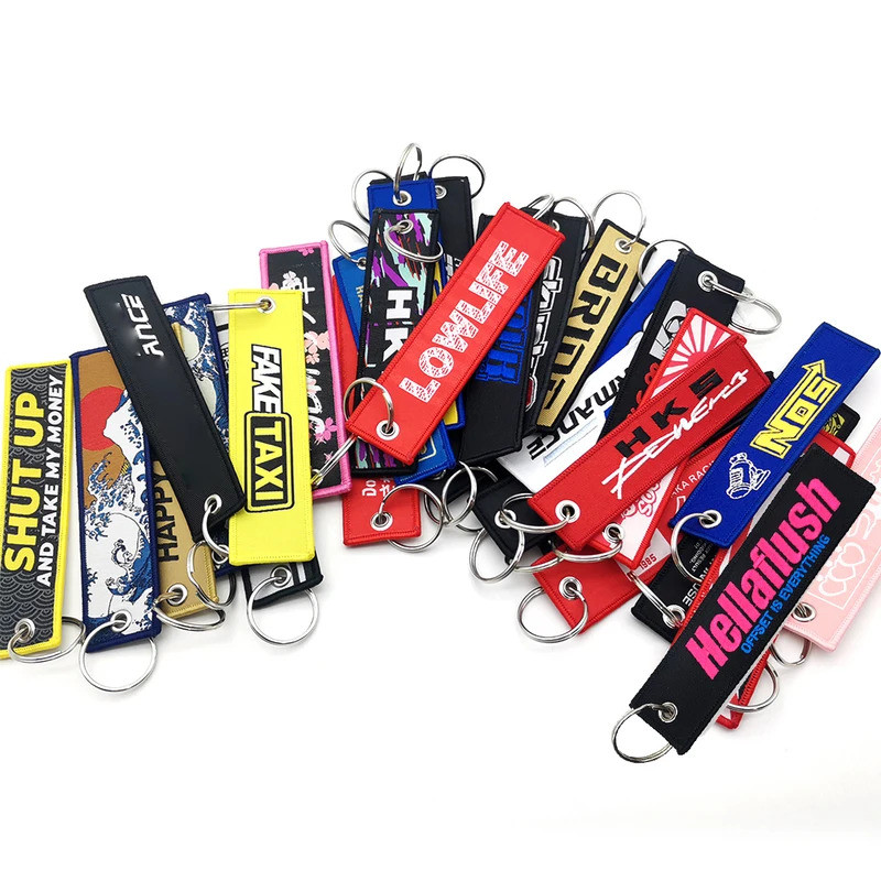 JDM Style Keyring Embroidered HKS Nylon Woven Personality Fashion ...