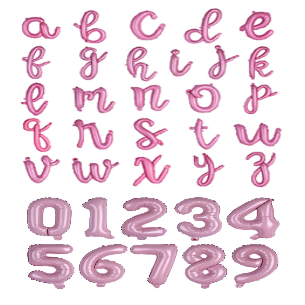 Candy pink cursive script 18 inch Letter A-Z Number 0-9 Foil Balloons ...