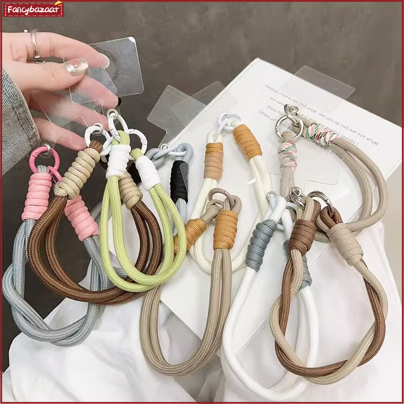 FB】Fashionable Simple Woven Phone Lanyard Morandi Color Phone Lanyard ...