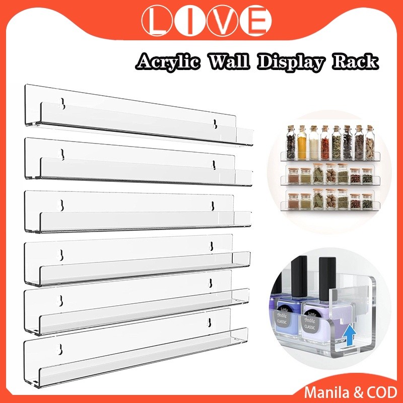33x3.3cm Acrylic Wall Mounted Nail Polish Display Rack Wall Display ...