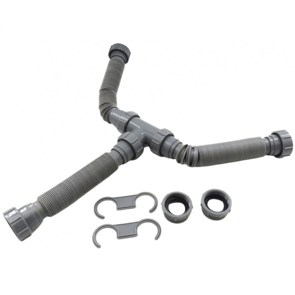 Sink Trap Double Sink Kitchen Expandable Flexible 1 1/2" Or 1 1/4" Pipe Kit For Double Kitchen Sink Drainage Pipe Sink Drain Pipe
