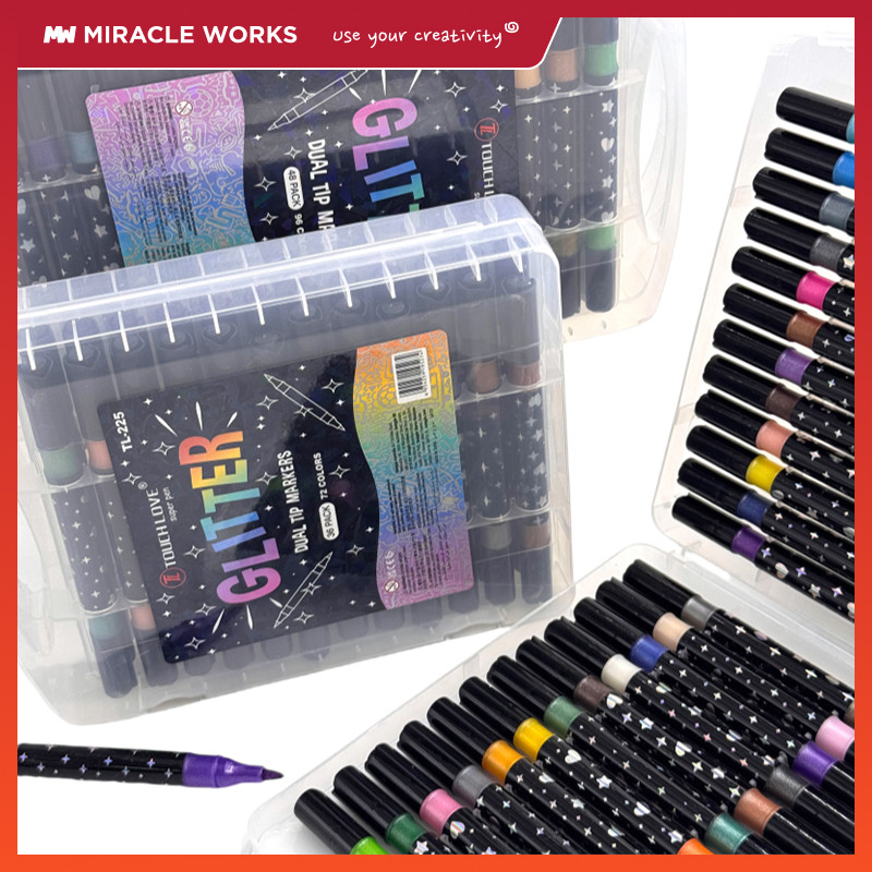 24/48/72/96 Colors Dual-tip Glitter Marker Pen Set Double Head ...
