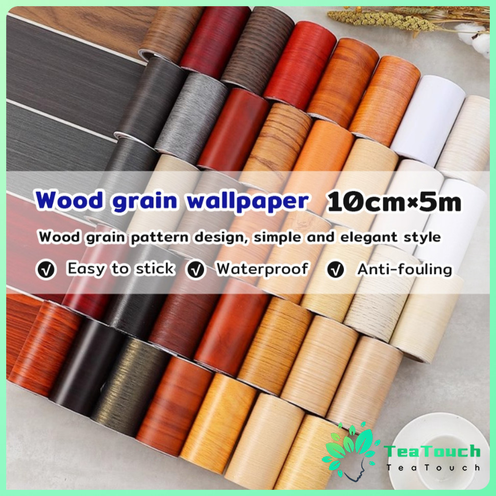 Wood Grain PVC Self Adhesive Wallpaper Waterproof Skirting Line Wood ...