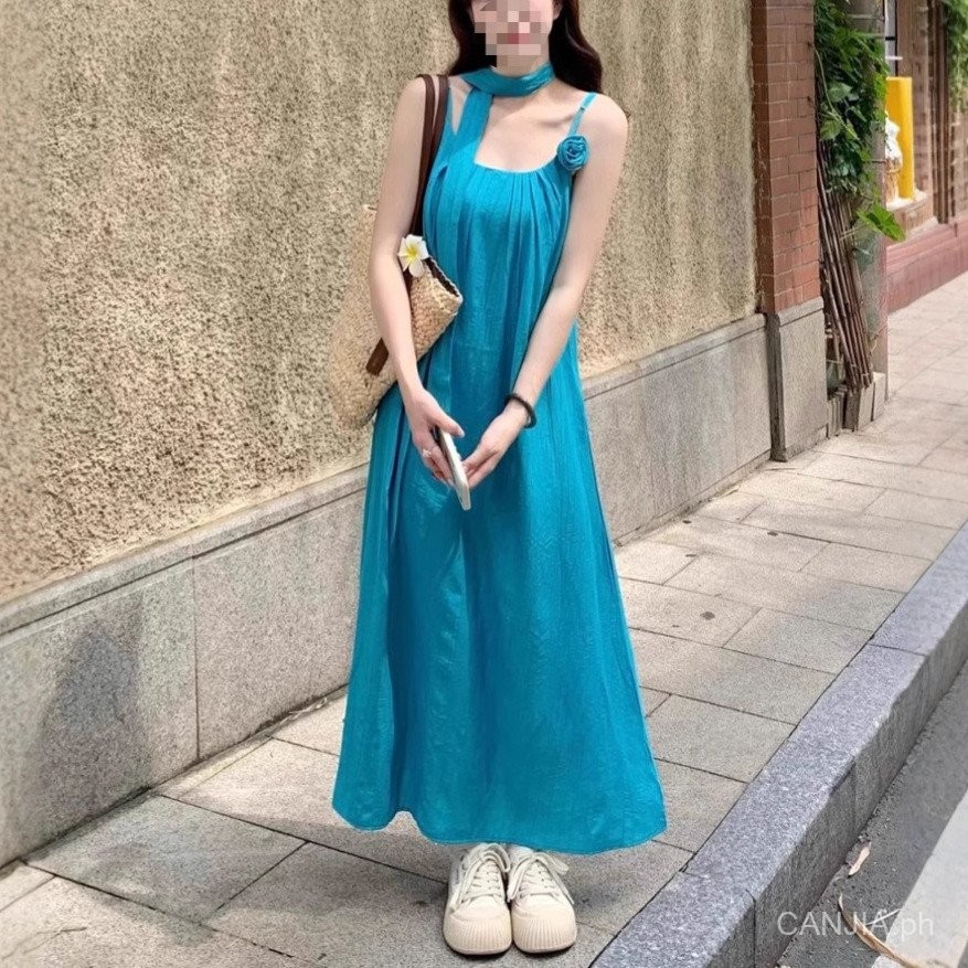 Bright Color Dopamine Thai Style Summer Halter Neck Strap Dress for ...