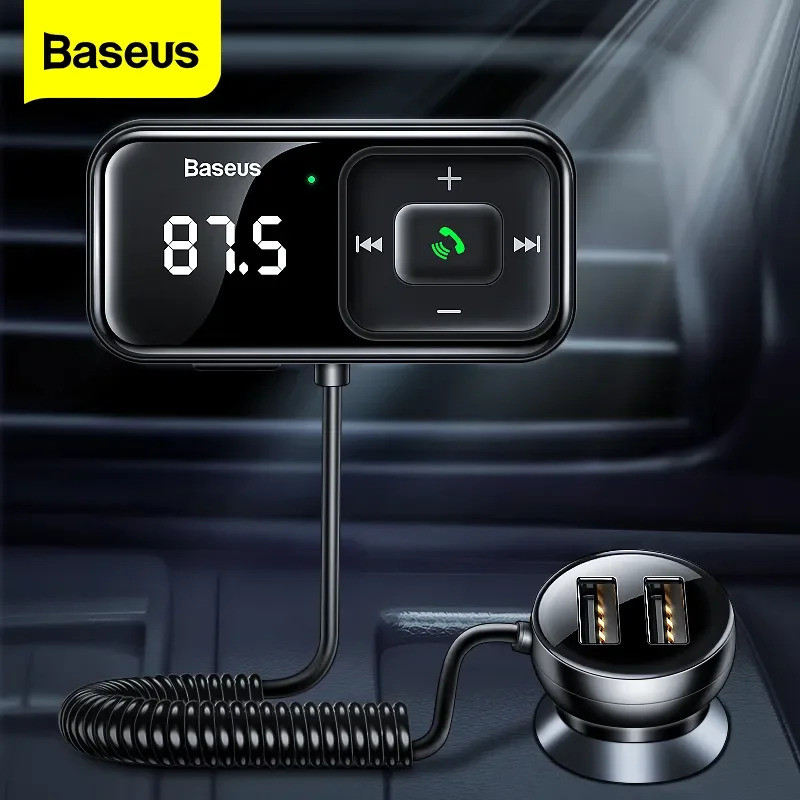 Baseus Car Fm Transmitter Bluetooth Compatible Usb Car Charger Aux Handsfree Wireless Kit