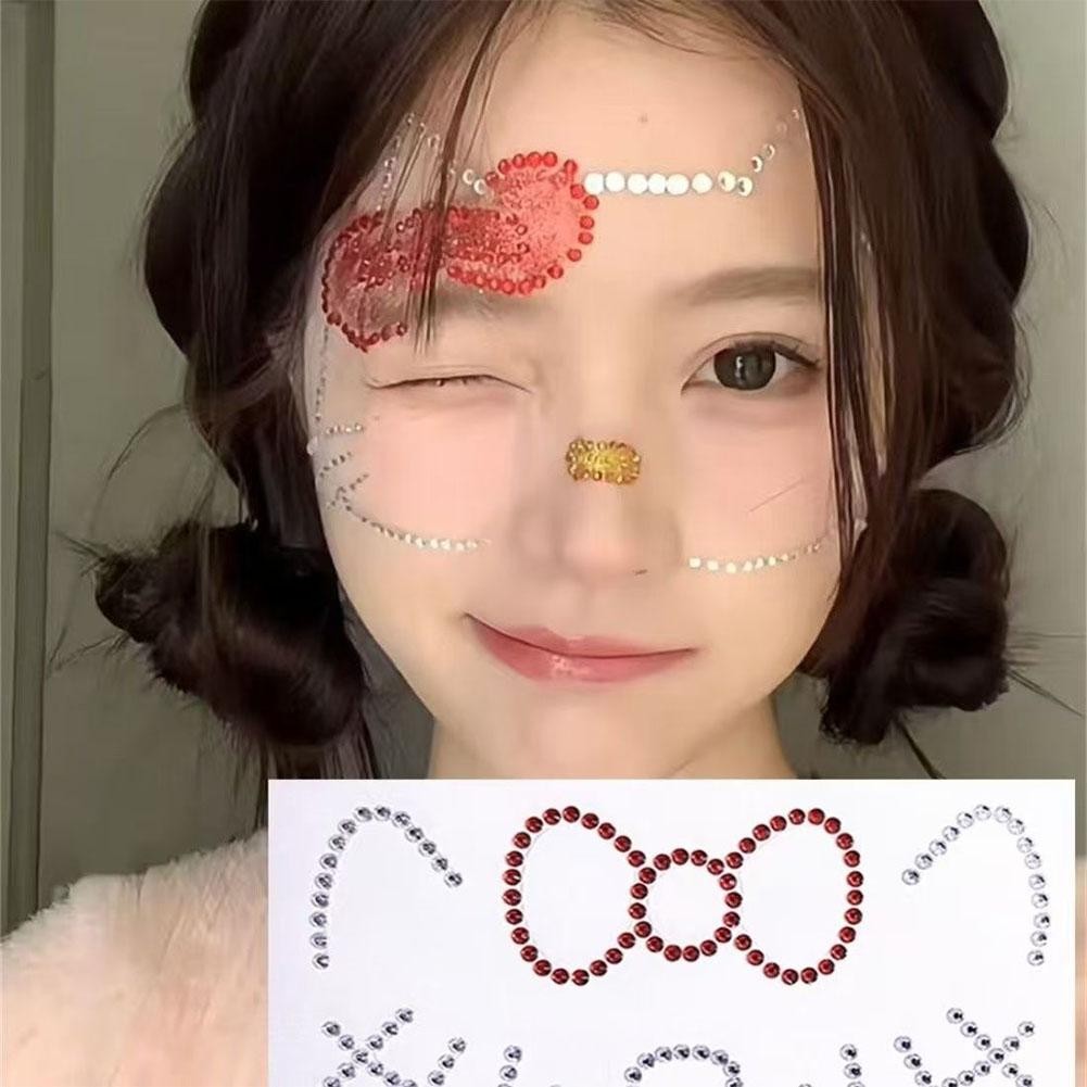 HelloKitty Sparkling Face Patch Cartoon Cute Cat Character Glitter ...