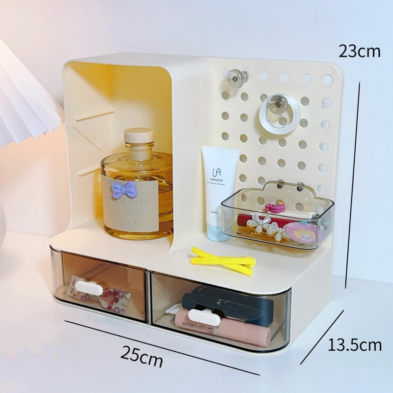 Wire-Wrap Board Desktop Vertical Storage Rack Cream Style Bedroom and ...