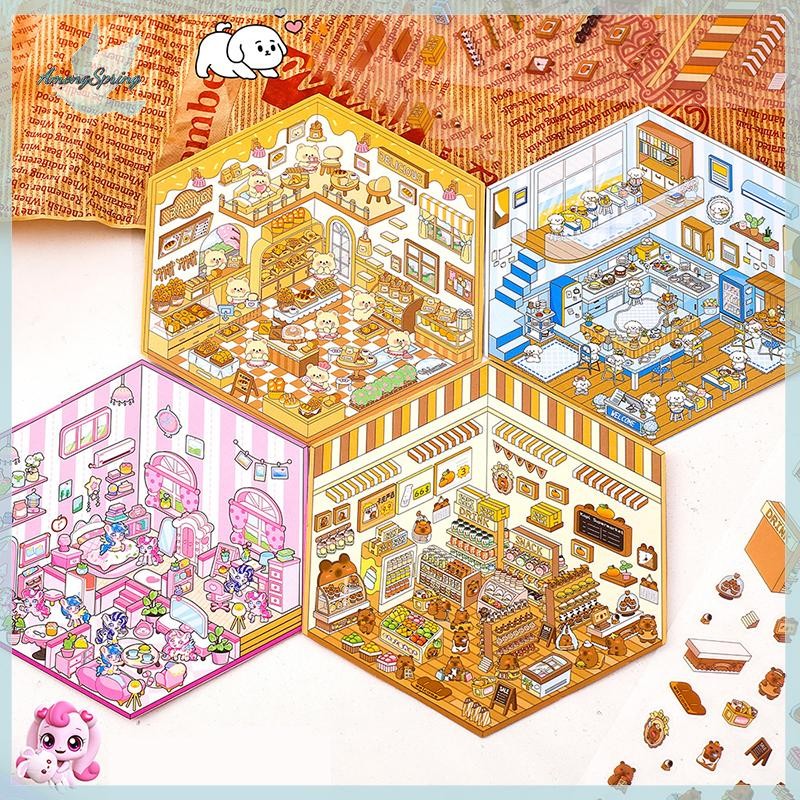 Miniatuur Huiscènes Stickers – 3D Effect, Herbruikbaar, 25 Vellen, Ideaal Voor Scrapbooking En Knutselprojecten