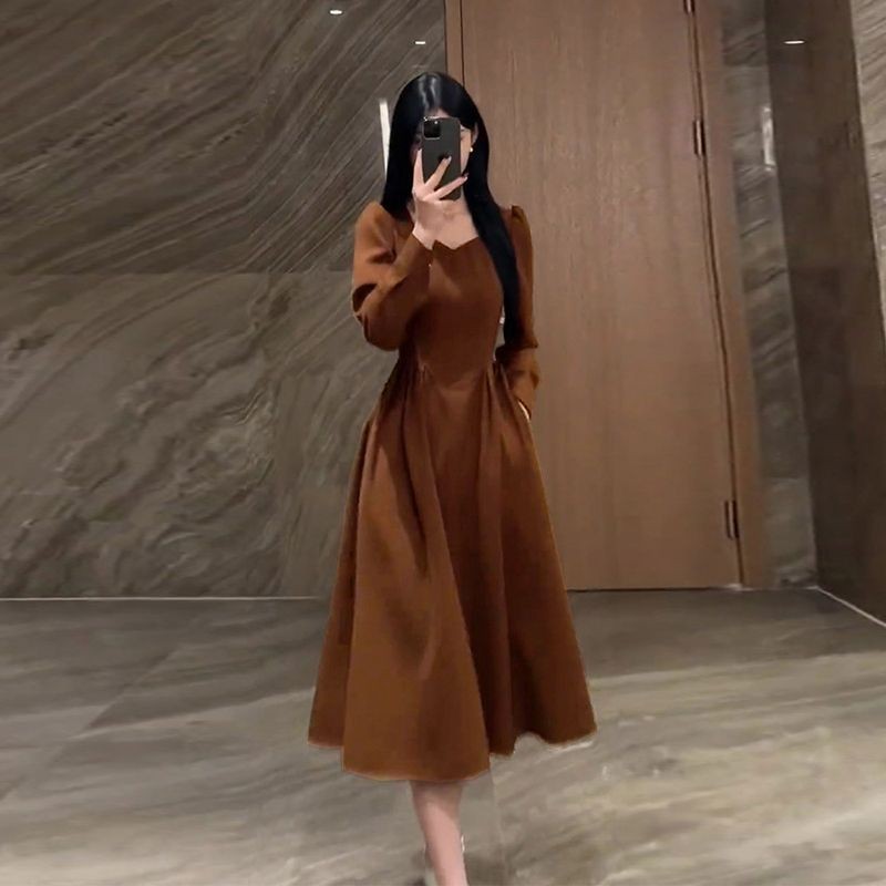 Mocha Mousse Dress Gown Pantone Color of Year 2025 Retro Khaki Brown Elegant Dresses For Evening ...