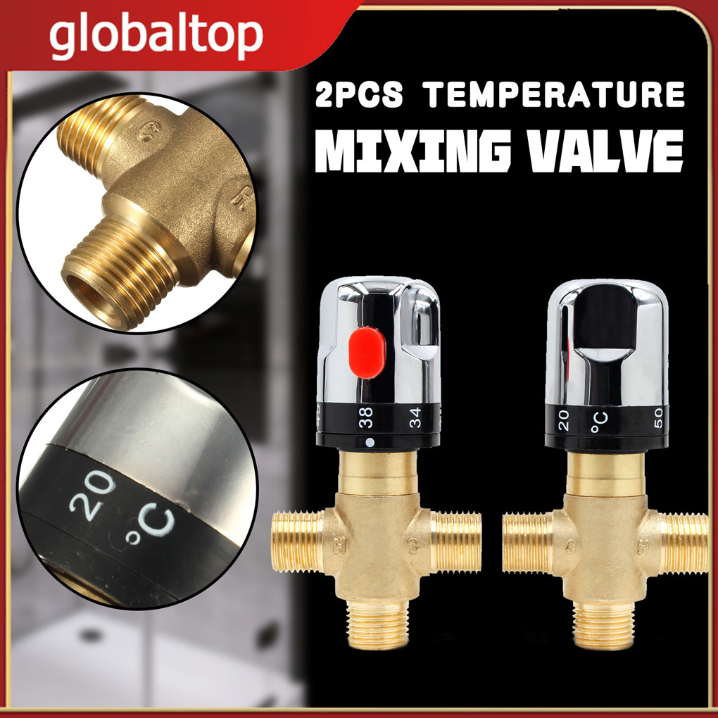 Thermostatic Hot Cold Water Mixer Valve – Solid Brass Fixed Temperature Faucet, 15mm Inlets, 38°C Preset With 42°C Safety Limit, For Sink Or Shower