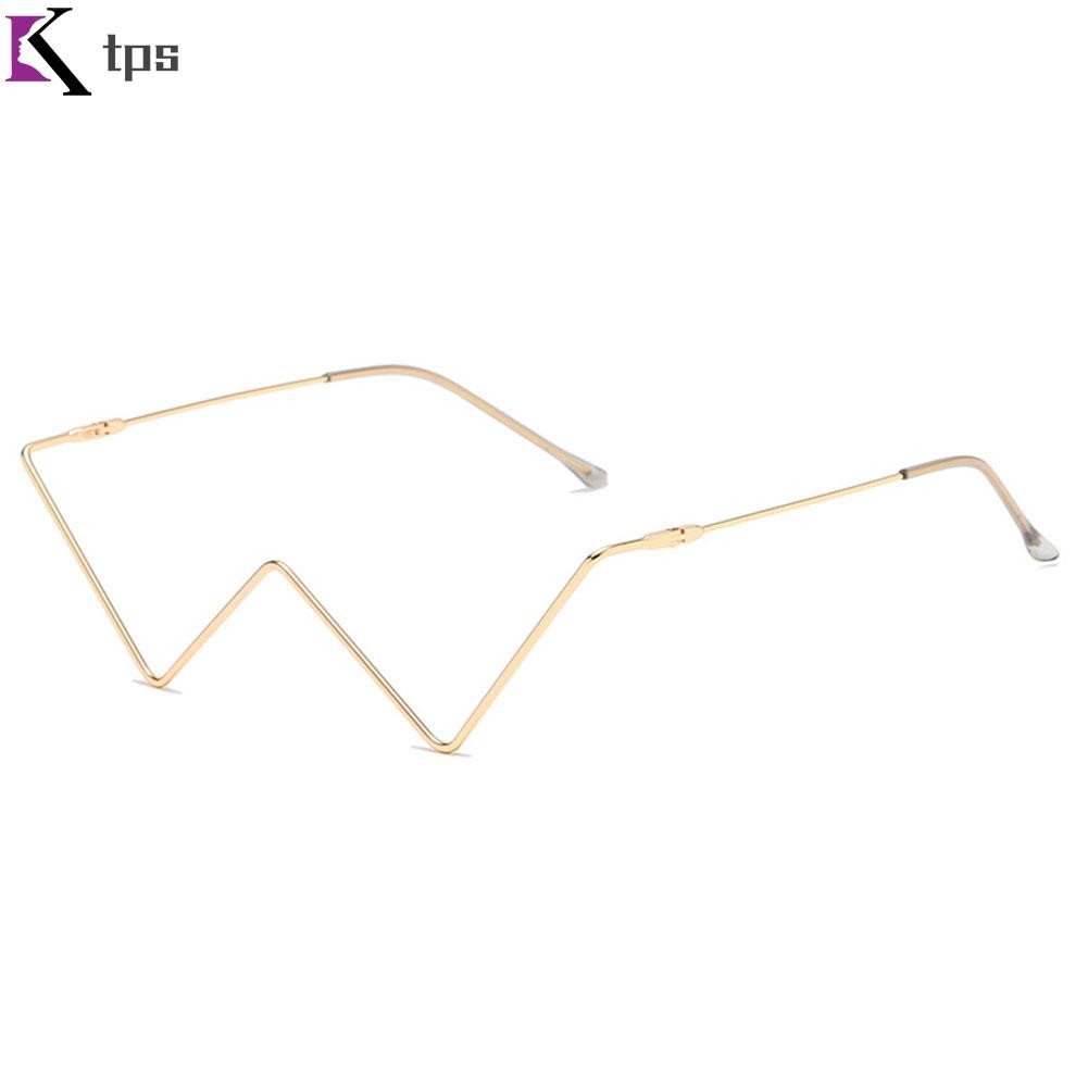 No Lens Glasses Frame Stylish Triangular Eyeglasses Half Frame ...
