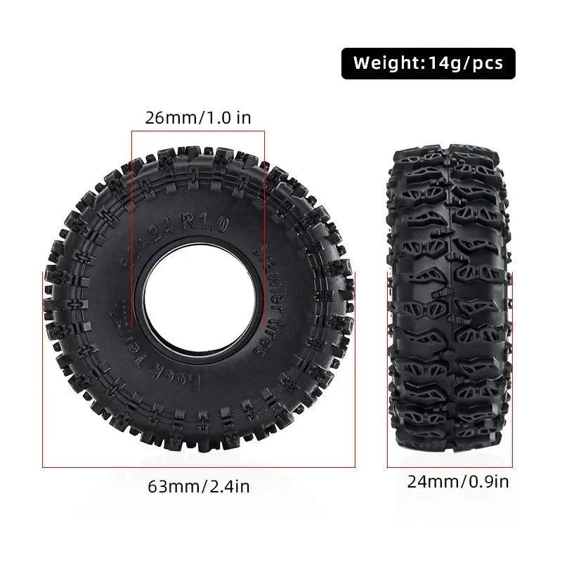OGRC 1.0 Tires For 1/18 & 1/24 RC Crawlers - Soft Sticky Rubber Tires 60x22mm (Set Of 4)