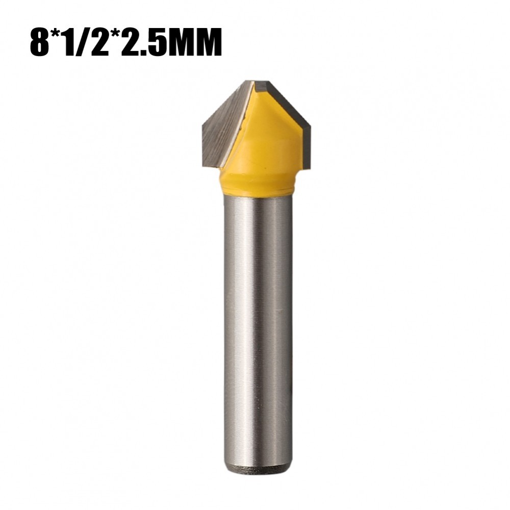 90 Degree V shaped Flat Head Router Bit 8mm Shank Woodworking Engraving ...