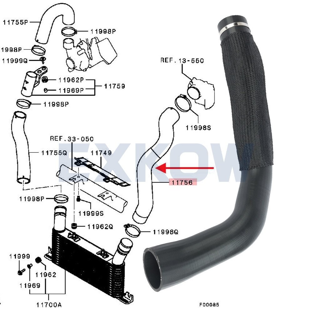 INTERCOOLER AIR INTAKE HOSE for Mitsubishi Pajero NS NT NX NW 3.2 DT 1