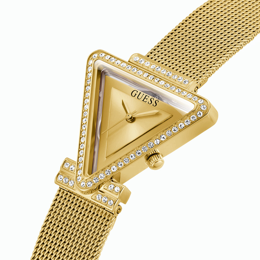 Fashion GUESS Triangle Rhinestone Stainless Steel Women Quartz Watch ...