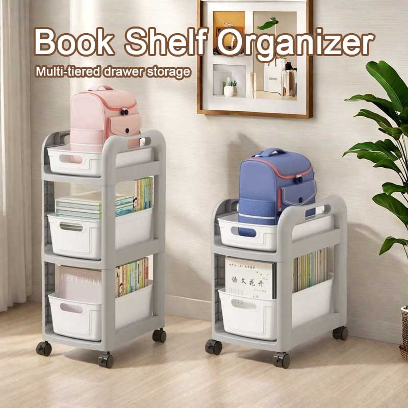 Drawer Storage Rack School Bag shelf WithWheelLayeredframe Rack Desktop ...