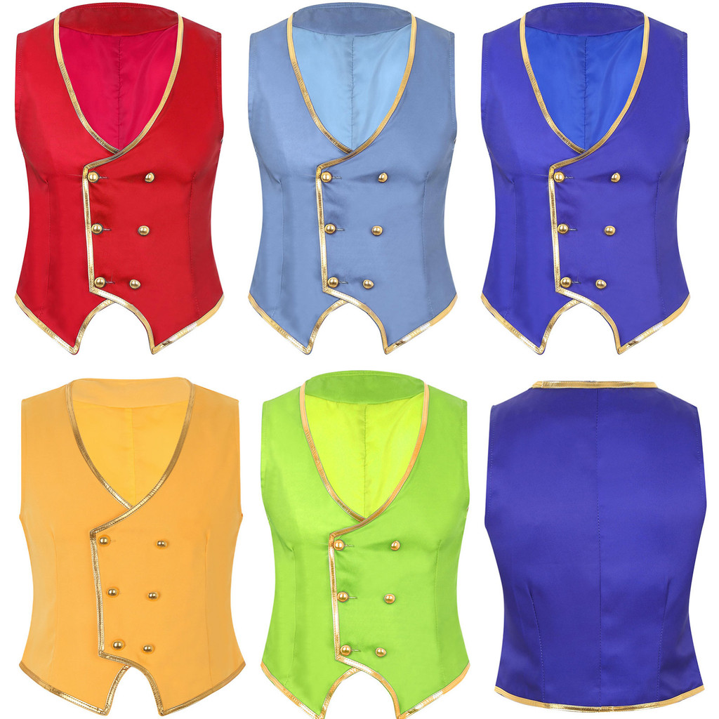 Linjinx Mens Halloween Magician Waistcoat V Neck Double-Breasted ...