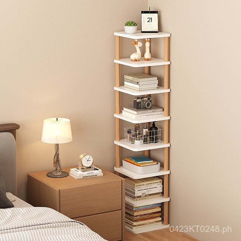Small Bedroom Living Room Bookshelf Corner Storage Rack Floor-standing ...