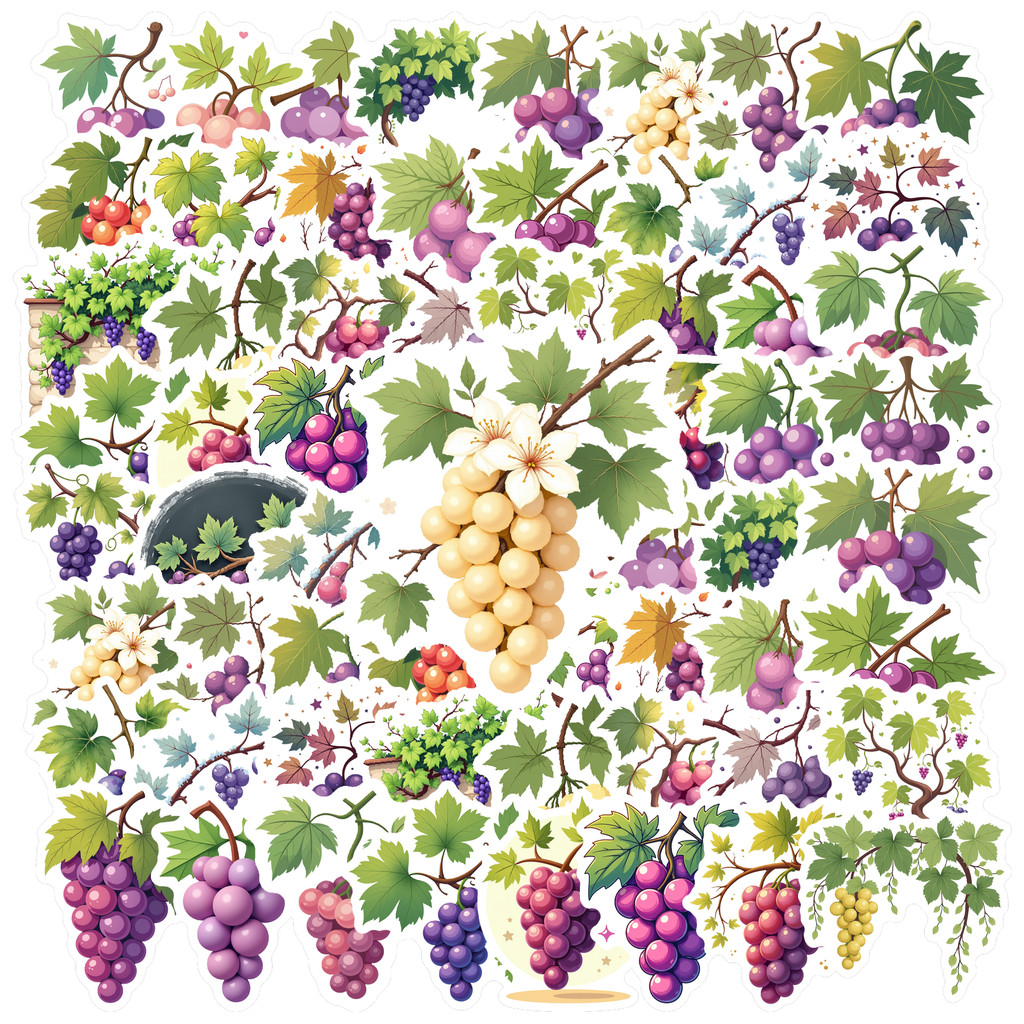 35-200pcs Purple Grape Stickers Waterproof Vinyl Stickers For Laptop ...