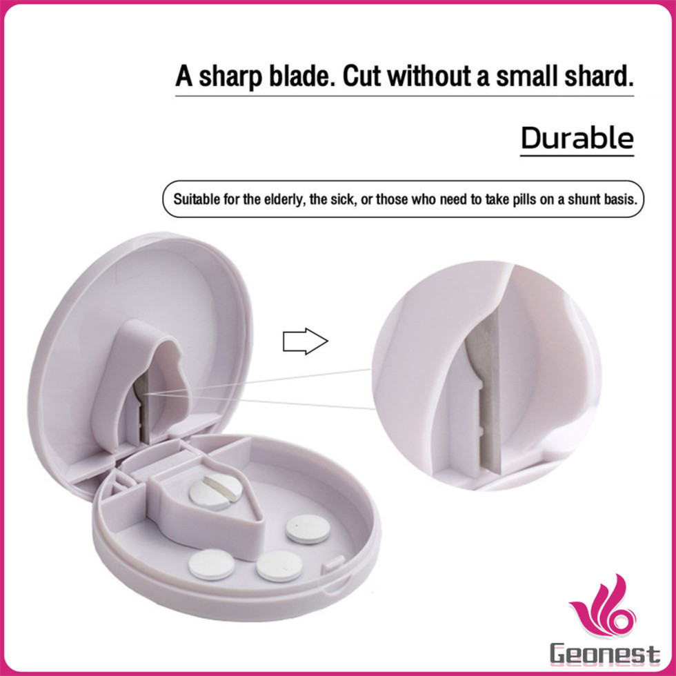 Geonest Square Round Transparent Pill or Tablet Cutter with Medicine ...