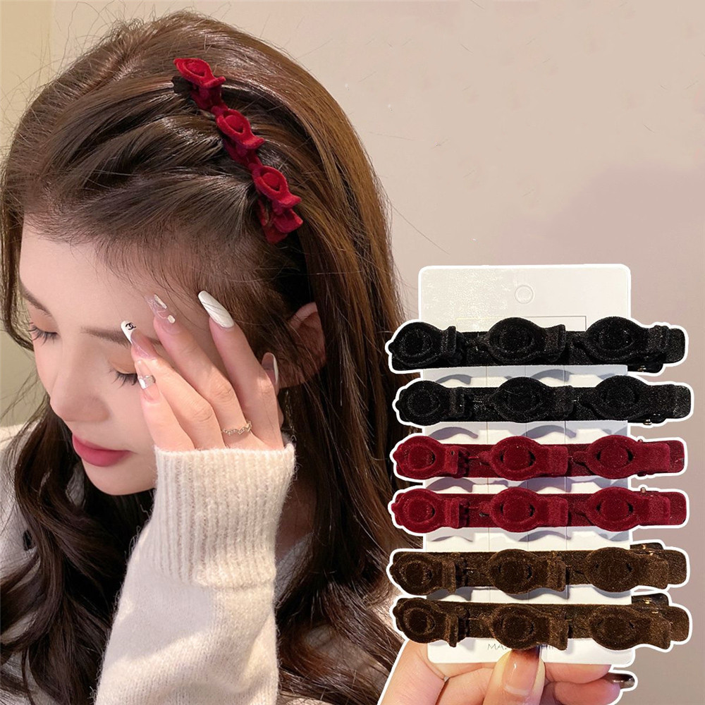 Flocked Braided Hair Clips for Women Side Bangs Clip Broken Hair ...