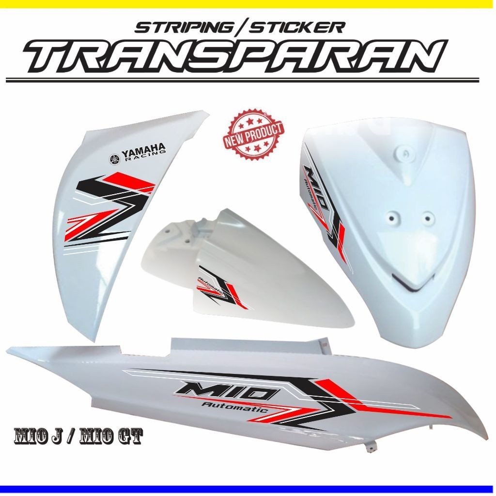 YAMAHA MIO J/ MIO GT TRANSPARENT STRIPING STICKER LATEST MOTIF SIMPLE ...