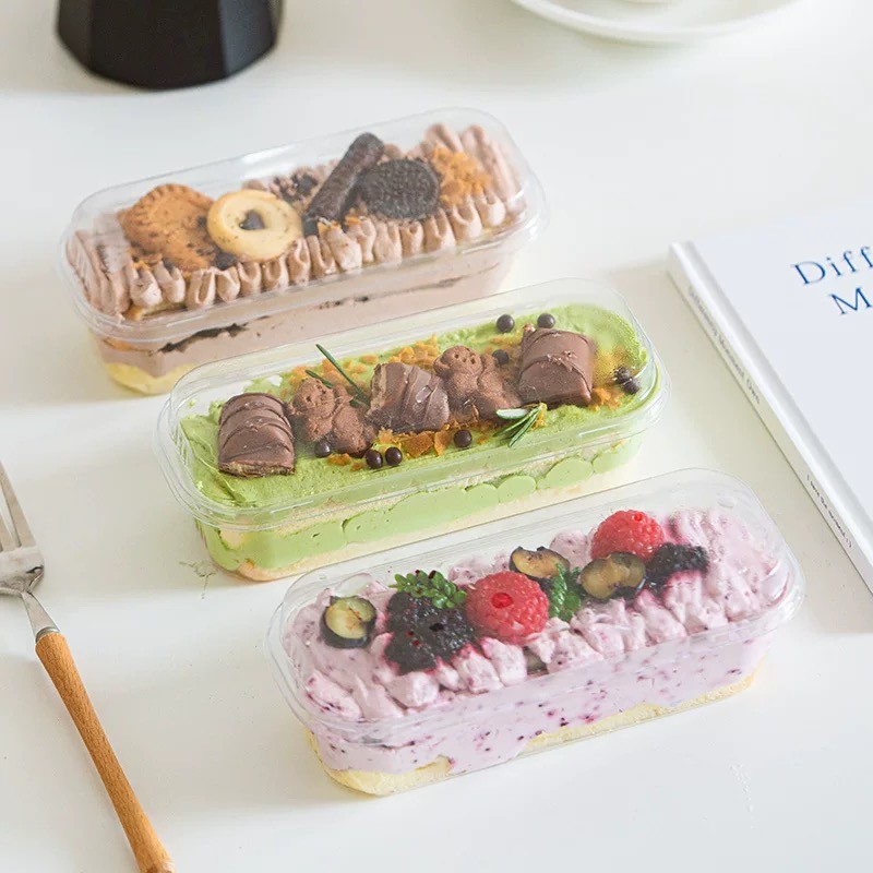 25pcs Dessert Container Rectangle Mousse Cake Box Loaf Deli Cookies ...