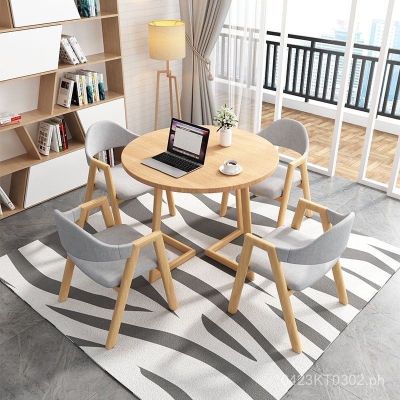 Coffee Small Round Table Modern Simple Table Milk Tea Shop Combination ...