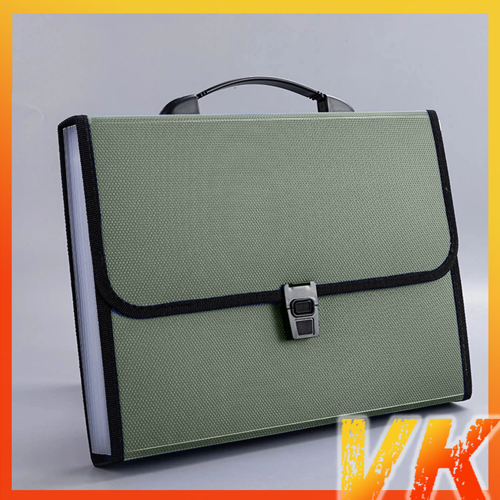 VK Green Multi Layers Bag File Folder Student Business Document Bags ...