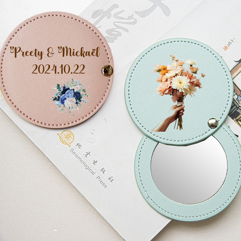 1PCS Free Custom Leather Pocket Mirror Makeup Mirrors Personalized ...