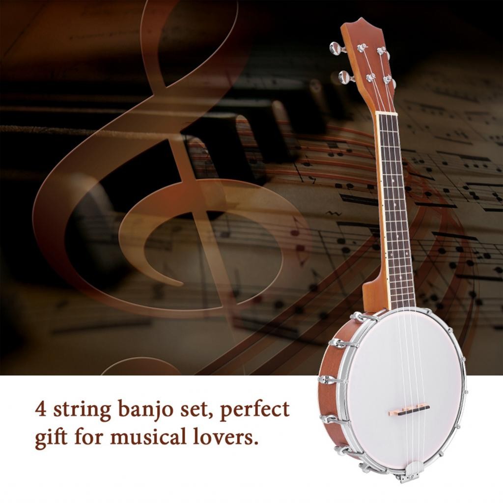 Banjo 4 String Set Case Strings Tuner Banjos 4-String with Capo ...