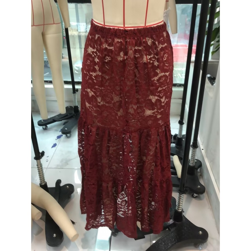 Long sleeve lace see through maxi skirt set main image 0