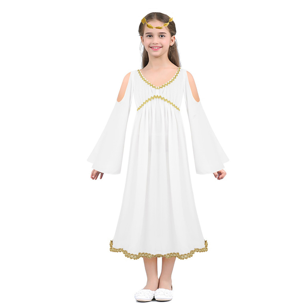 Vrouwen Halloween Griekse Godin Fancy Dress Romeinse Mouwloze V Kraag Athena Kostuum Olympische Toga Volledige Set