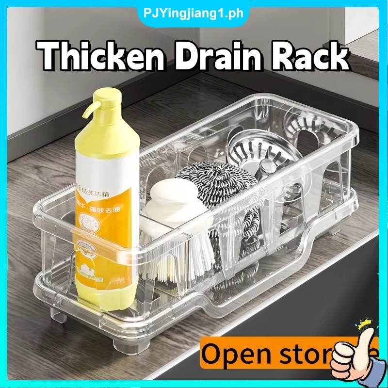 Kitchen Sink Drain Rack Storage Basket Household Clear Sponge Dishcloth ...