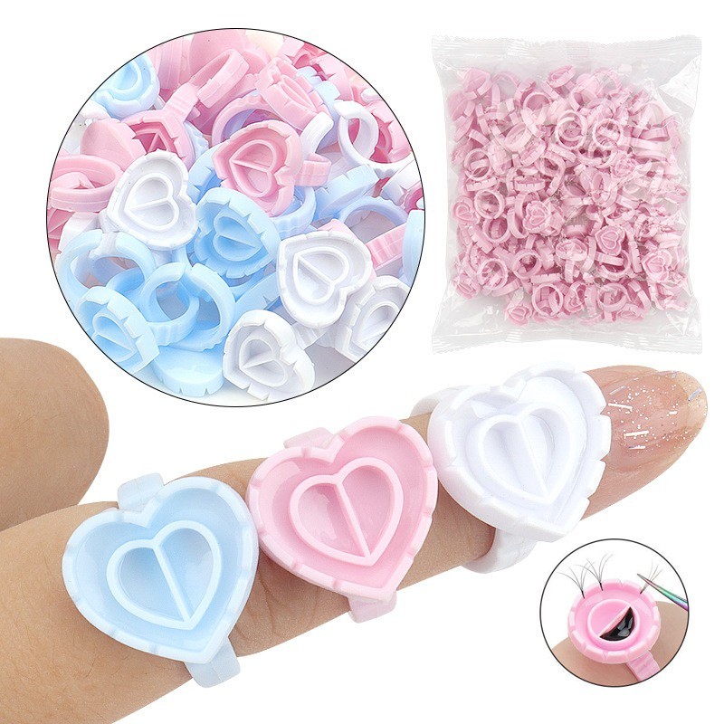 100Pcs Eyelash Glue Cup Holder Eyelash Extension Adhesive Rings ...