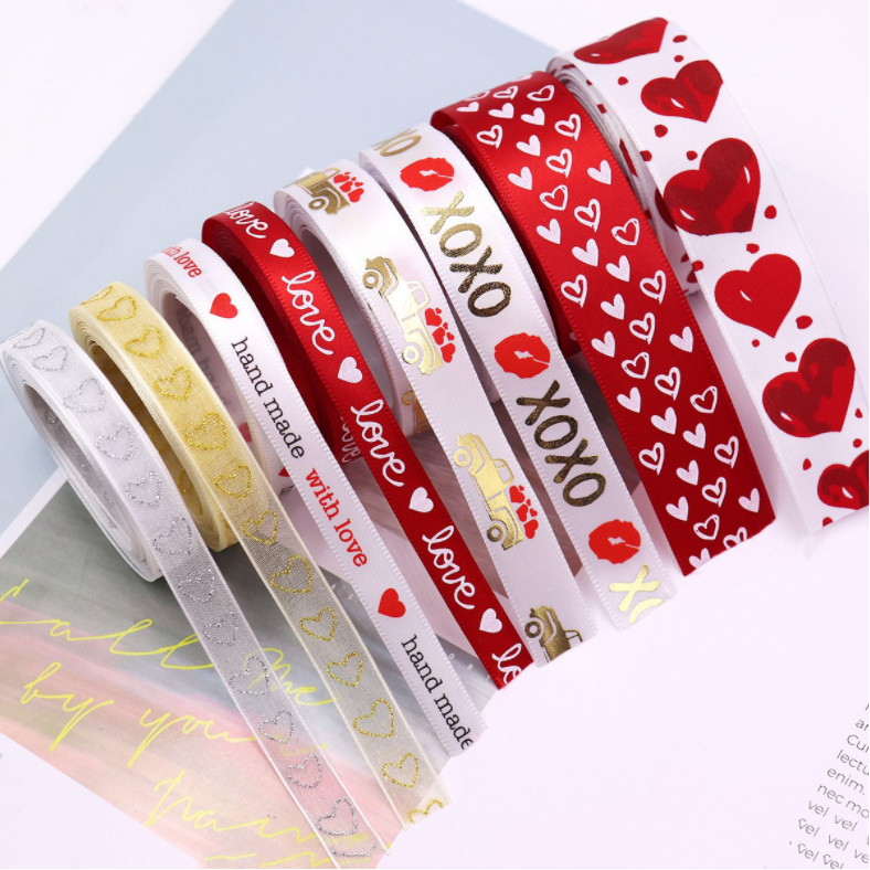 5 Yards Valentine's Day Ribbon Heart Love You Gift Bouquet Packaging ...