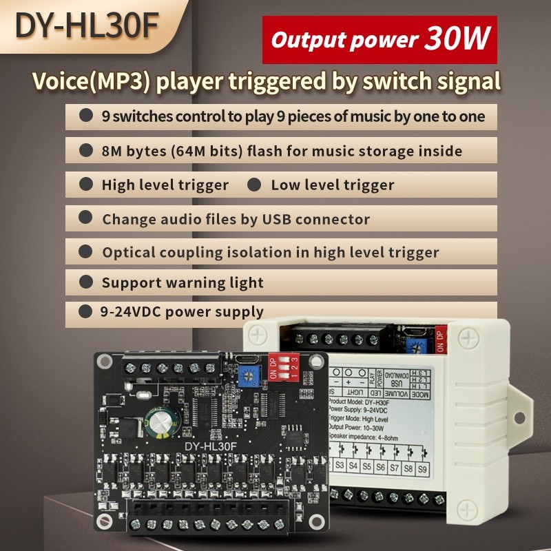 24V30W high power voice broadcasting prompt module high and low level ...
