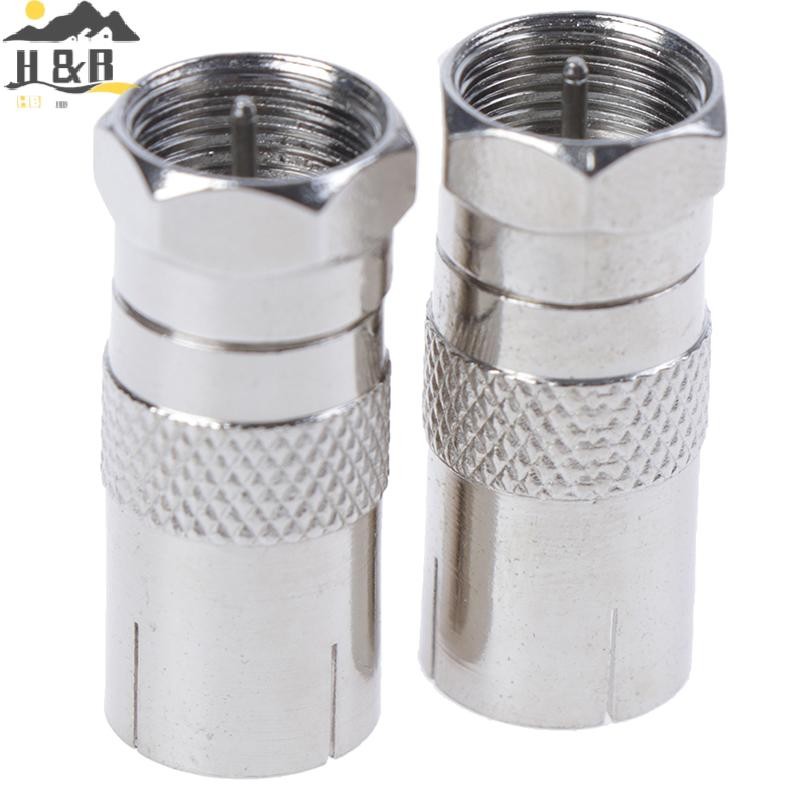 [Fast delivery] 2Pcs F Type Male Plug Connector Socket to RF Coax TV ...