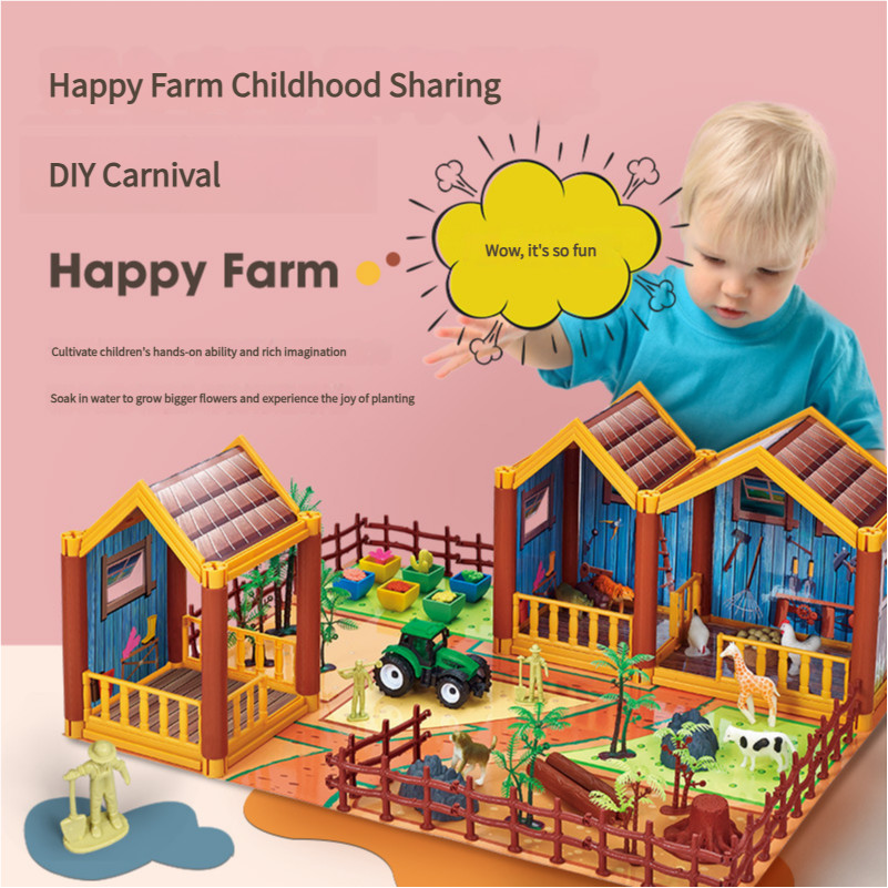 Happy Farm Animal Ranch Playset - Educational Building Toy for Kids ...